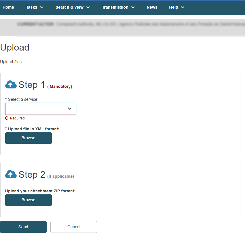 EUDAMED upload fields in the upload screen and new upload button