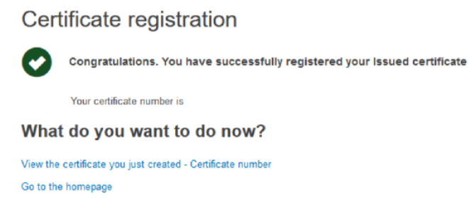 EUDAMED confirmation message when submitting a certificate registration