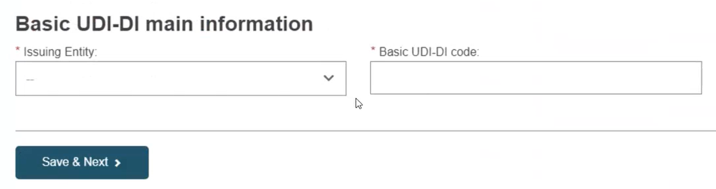 EUDAMED basic udi-di main information when registering the basic udi-di together with the first udi-di
