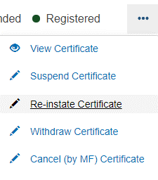 EUDAMED re-instate certificate link under the three dots