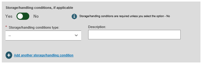 EUDAMED storage/handling conditions details in the device characteristics step when registering a legacy device