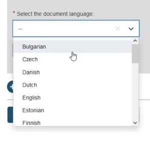 EUDAMED select the document language field