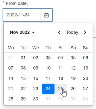 EUDAMED date from calendar when activating deactivating your actor