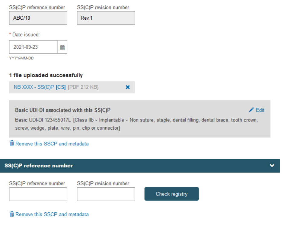 EUDAMED fields when registering additional sscps