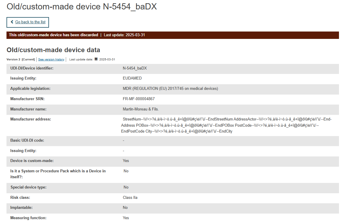 discarded_red_banner.png EUDAMED red banner for the discarded old/custom-made device in the old/custom-made device data page