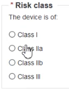 EUDAMED risk class field in the device group page