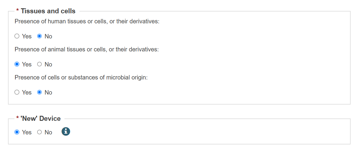 EUDAMED tissues and cells and information on substances fields