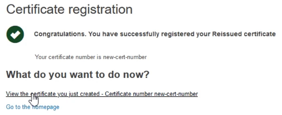 EUDAMED confirmation message when submitting a certificate registration