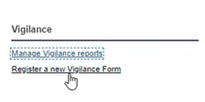 EUDAMED Register a new Vigilance form link