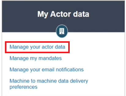 EUDAMED manage your actor data link in the dashboard