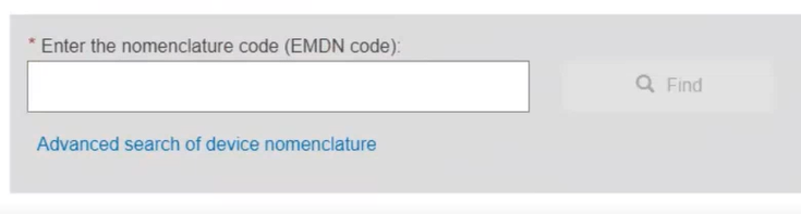 EUDAMED emdn code field in the device identification information when registering a legacy device