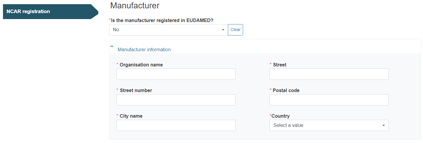 EUDAMED NCAR: MF info section