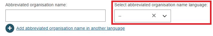 EUDAMED Sponsor registration abbreviated organisation name language field