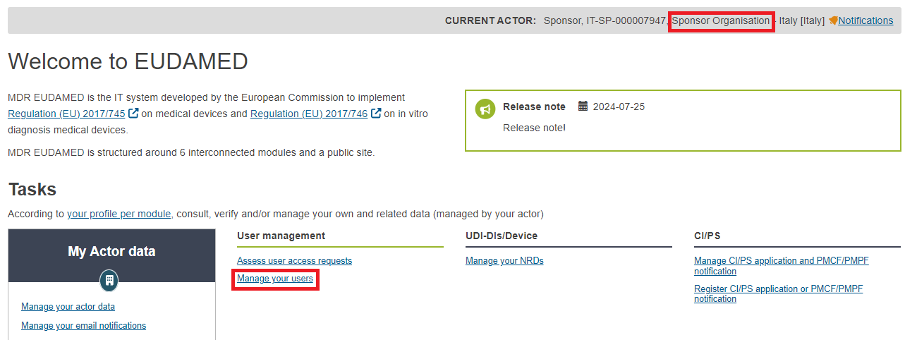 24.PNG EUDAMED manage your users link on the dashboard