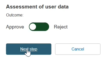 EUDAMED next step button when validating Economic Operator access requests