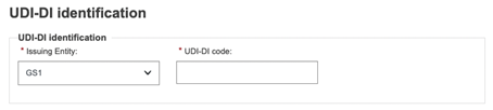 EUDAMED issuing entity and udi-di code in udi-di identification step