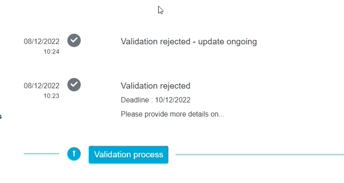 EUDAMED state changed to validation rejected - update ongoing when a new version is created