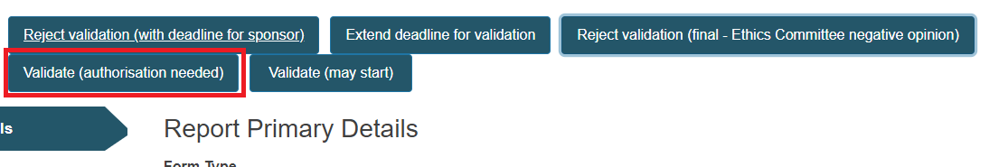 EUDAMED validate (authorisation needed) button