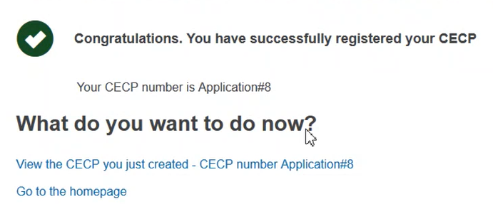EUDAMED confirmation message when submitting a cecp registration
