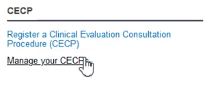 EUDAMED register a clinical evaluation consultation procedure (cecp) and manage your cecp links under the cecp secstion on the dashboard