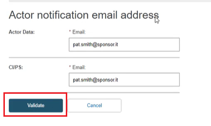 EUDAMED Sponsor registration validate email address