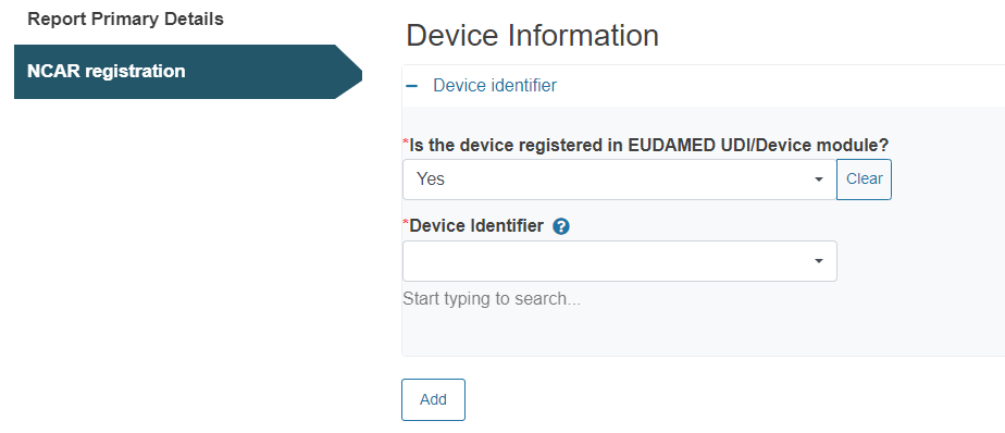 EUDAMED Device info for registered device